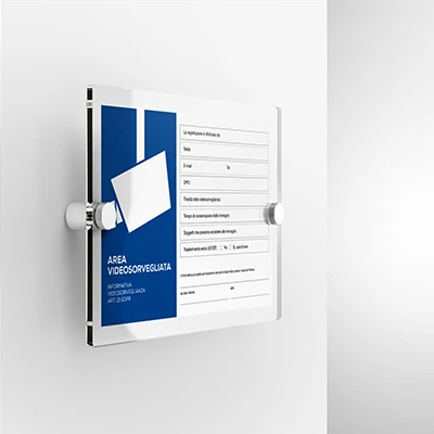 Cartello area videosorvegliata con legge Art. 13 GDPR mod. orizzontale
