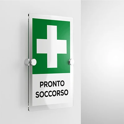 Cartello pronto soccorso con testo mod. verticale