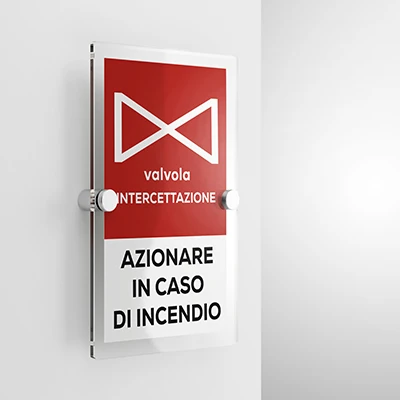 Cartello azionare valvola intercettazione, verticale