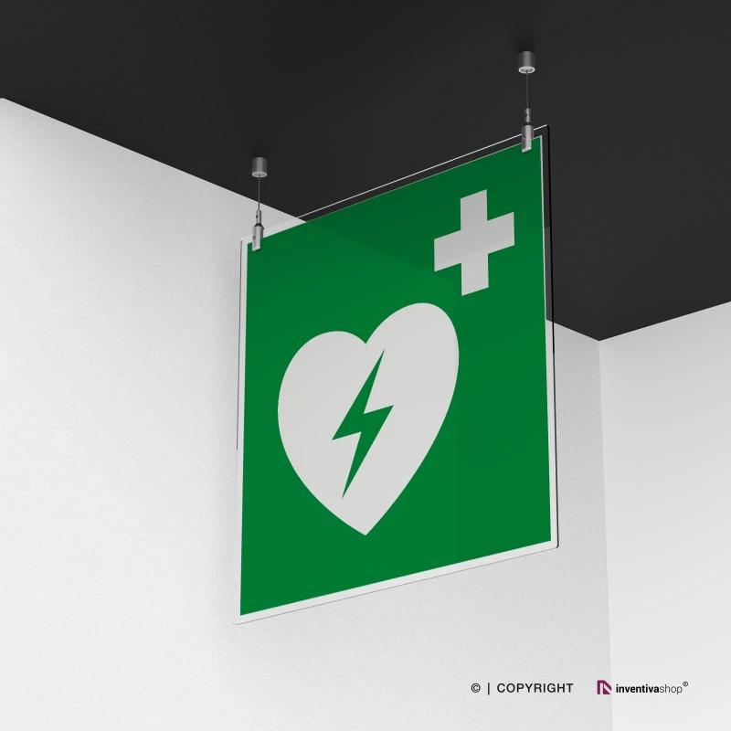 Cartello con pittogramma defibrillatore E010