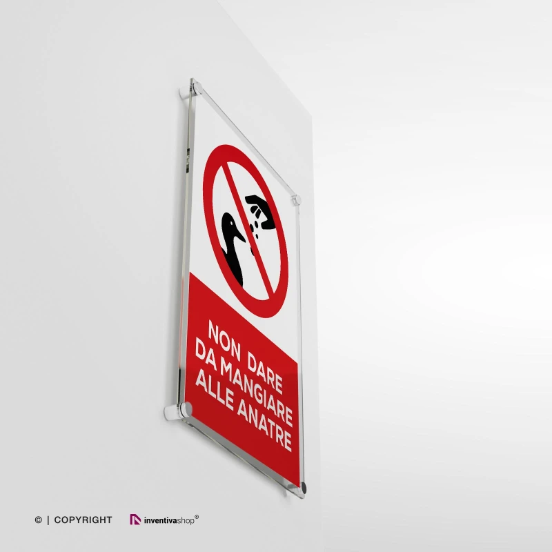 Cartello non dare da mangiare alle anatre con testo mod. verticale