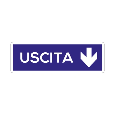 Uscita blu e freccia giù