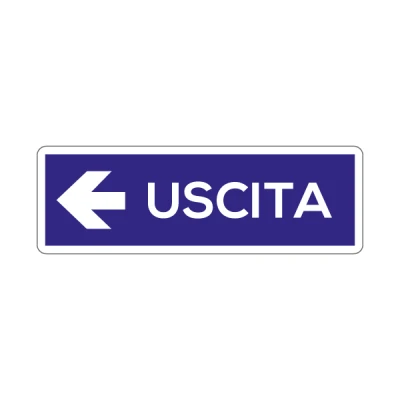 Uscita blu e freccia a sinistra